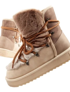 D.Franklin snehové topánky dámske zimné módne kožušiny zateplené hnedé béžové vysoké dámske
