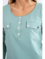 Súprava s gombíkovým výstrihom tmavo mätová