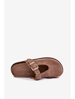 Dámské pantofle Mule z imitace semiše tmavě béžové Melvia