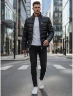 Pánska zateplená kožená bunda čierna FashionStreet TX5115