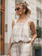 Dvojdielny dámsky letný komplet s viskózou, béžový, FashionStreet AY1204