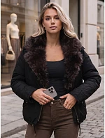 Dámska zimná bunda s odnímateľným golierom, čierna, FashionStreet TY6072 Dámska zimná bunda s odnímateľným golierom, čierna, FashionStreet TY6072