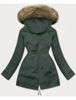 Dámska teplá zimná bunda zeleno-béžová (w559)