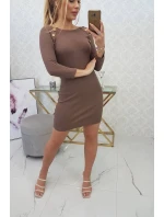 Šaty s ozdobnými gombíkmi mocca