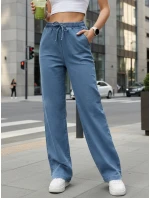 Dámske džínsové nohavice so širokými nohavicami modré FashionStreet UY2897