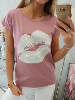 Tmavoružová blúzka s potlačou pier