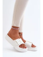 Damskie Piankowe Klapki Na Platformie Z Klamrą Big Star NN274A661 Białe