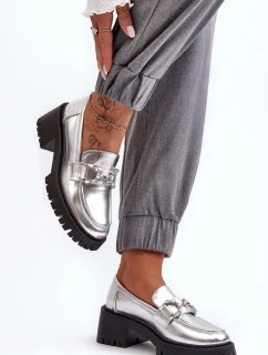 Dámske poltopánky na podpätku 2646-5 model 189876 Silver and Black - Sweet Shoes