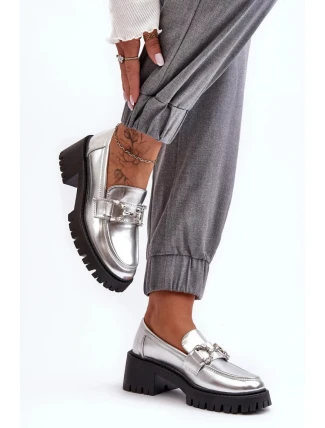 Dámske poltopánky na podpätku 2646-5 model 189876 Silver and Black - Sweet Shoes