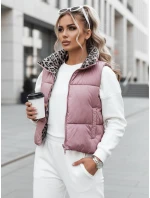 Dámska prechodná krátka prešívaná dvojcestná ružová vesta LEOVELLA FashionStreet TY5492 Dámska prechodná krátka prešívaná dvojcestná ružová vesta LEOVELLA FashionStreet TY5492