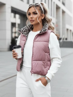 Dámska prechodná krátka prešívaná dvojcestná ružová vesta LEOVELLA FashionStreet TY5492