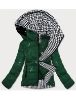 Zelená dámska bunda sa vzorovanou podšívkou (W707) Zelená dámska bunda sa vzorovanou podšívkou (W707)