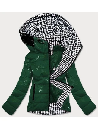 Zelená dámska bunda sa vzorovanou podšívkou (W707) Zelená dámska bunda sa vzorovanou podšívkou (W707)