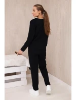 Bavlnená súprava s ozdobnými gombíkmi čierna