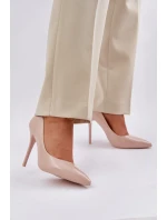 Lakierowane Szpilki Ze Szpiczastymi Noskami Beżowe Vizana