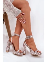 Sandały Damskie Na Słupku Z Paseczkiem Zebra Fevenne