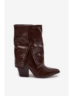 Kovbojky s otočeným límcem a zdobením Vyhřívané hnědé Inessia