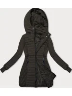 Dámska bunda v army farbe s kapucňou pre prechodné obdobie (2M-017) Dámska bunda v army farbe s kapucňou pre prechodné obdobie (2M-017)