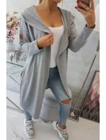 Dlhá pláštenka s kapucňou sivá