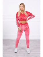 Velúrová súprava s nápisom Queen raspberry