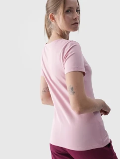 Damski Gładki T-Shirt Z Logo Różowy 4F 4FWMM00TTSHF1845-56S