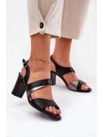 Sandały Damskie Na Słupku Sergio Leone SK866 Czarne