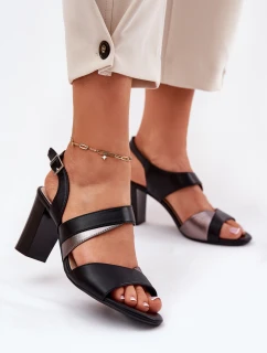 Sandały Damskie Na Słupku Sergio Leone SK866 Czarne