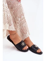 Płaskie Klapki Damskie Z Ozdobnym Detalem Czarne Nenitta