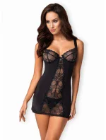 Krásna košieľka Heartina chemise black - Obsessive