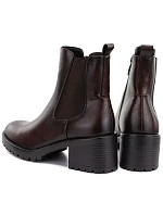Dámske členkové topánky na podpätku, zateplené, hnedé, Potocki SZ12742 Dámske členkové topánky na podpätku, zateplené, hnedé, Potocki SZ12742