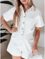 Dámsky krátky denimový overal DINOZIA white FashionStreet EY2589