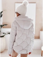 Dámska zimná bunda LOVEWARM krátka prešívaná s kapucňou biela FashionStreet TY5042