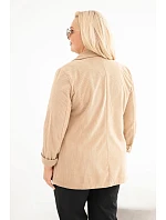 Dámske sako Plus Size z manšestru s klopami a vreckami, farba camelová Dámske sako Plus Size z manšestru s klopami a vreckami, farba camelová