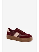 Dámske tenisky na platforme Big Star UU274013 Burgundy