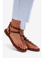 Dámské žabky s ozdobami Hnědé Dorena