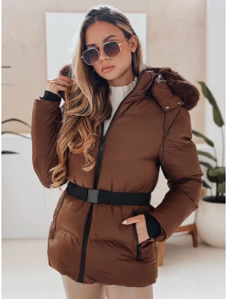 Dámska zimná prešívaná bunda s kapucňou LOVELINA hnedá FashionStreet TY4953 Dámska zimná prešívaná bunda s kapucňou LOVELINA hnedá FashionStreet TY4953
