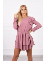 Šaty so zvislými volánmi tmavo ružové