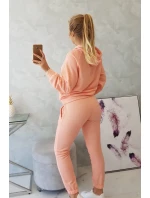 Súprava mikiny s kapucňou marhuľová