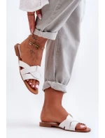 Damskie Materiałowe Klapki Białe Aversa