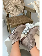 Dámske perforované členkové topánky HY61-8026 Beige - S.Barski