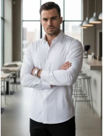 Pánska elegantná hladká biela košeľa SLIM FIT FashionStreet DX2617