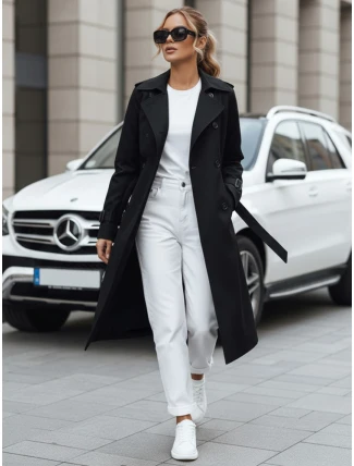 FashionStreet dámsky dvojradový čierny kabát TY5437
