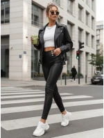 Dámske voskované legíny s vysokým pásom čierne FashionStreet UY2855