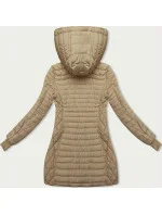 Dámska bunda v pieskovej farbe s kapucňou pre prechodné obdobie (2M-017) Dámska bunda v pieskovej farbe s kapucňou pre prechodné obdobie (2M-017)