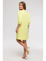 B291 Šaty áčkového strihu s rukávmi - citrón