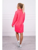 Šaty s kravatou ružové neónové