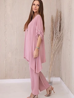 Súprava blúzka + nohavice s príveskom púdrovo ružová