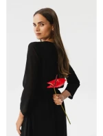 S354 Vrstvené šifónové šaty - čierne