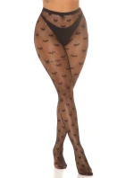 Dámske sieťované pančuchy "Hearts" SR3980 čierne - In-Stylefashion