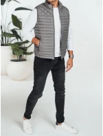 Pánska prešívaná tmavosivá vesta FashionStreet TX5079 Pánska prešívaná tmavosivá vesta FashionStreet TX5079